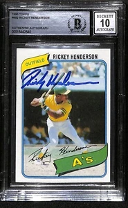 1980 Topps #482 Rickey Henderson RC Rookie HOF Autograph Beckett BAS 10 7476 - Bild 1 von 2