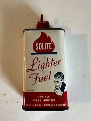Rara Standard Oil Company ~ Fluido de Isqueiro SOLITE Vintage EUA Lata de Recipiente de Metal - Imagem 1 de 4