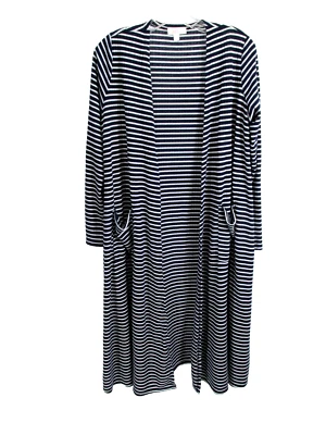 NUEVO CON ETIQUETAS LULAROE Cárdigan Largo Suéter Abierto Mujer Medio Azul Blanco Rayas Elástico Foto 1 de 4