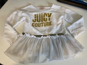 Juicy Couture Girls White Dress Long Sleeve Size 6 Mesh and Gold decorations - Picture 1 of 8