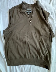 Lyle And Scott Scotland 1/4 Zip Combed Cotton Sweater Vest Size L - Golf - Picture 1 of 3