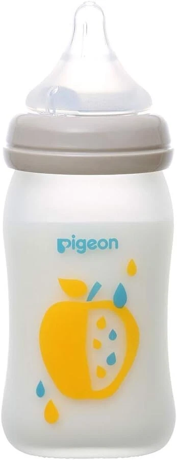 Heat-resistant Glass 160ml Pigeon Breast Milk Feeling Bottle Coating Fruits 0