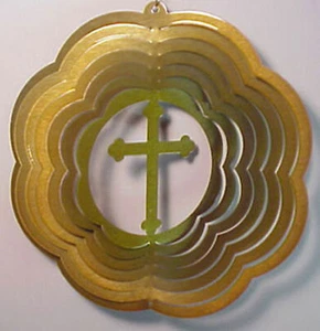 Kreuz in Gold Farbe Metall 10" Spinner Hergestellt & Bemalt in den USA  - Bild 1 von 1