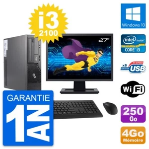 PC Fujitsu E500 Dt Pantalla 27" Intel i3-2100 RAM 4Go Disco 250Go Windows 10 Wi - Imagen 1 de 3