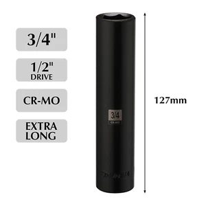 1/2 In Drive Extra Long Deep Impact Socket 3/4 In CR-MO, SAE, 6 Point Extra Deep - Picture 1 of 12