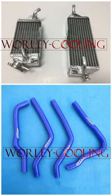 Aluminum Radiator + BLUE hoses for Kawasaki KX125 KX 125 90-91 L+R 1990 1991 new Foto 1 de 4