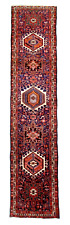 Karajeh Tribal Runner Navy Hand Knotted Oriental Wool Area Rug 3'1" x 14'