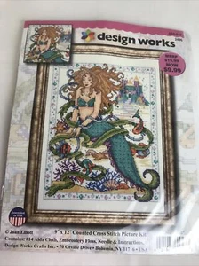 Design Works Counted Cross Stitch Kit Mermaid Picture 9" x 12" #2466 NEW/Sealed - Picture 1 of 6