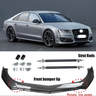 Carbon Style Front Bumper Lip Splitter Body Kit Parts Rods for Audi S8 D4 D3 D2 Foto 1 de 4