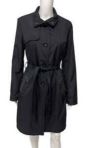 Reaction Kenneth Cole Women's Black Collared Button Up Trench Coat Size M