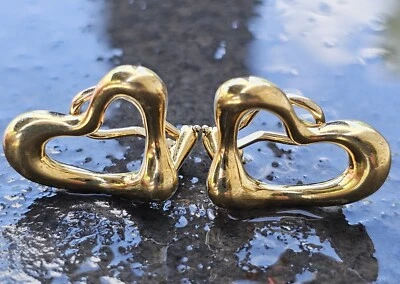 Pendientes Corazón Tiffany & Co. Vintage Elsa Peretti Oro 18k Corazón Abierto Clip On  Foto 1 de 3