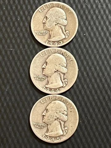 WASHINGTON SILVER QUARTERS 1943D, 1944D, 1945D..  PLEASE SEE PICTURES Cover