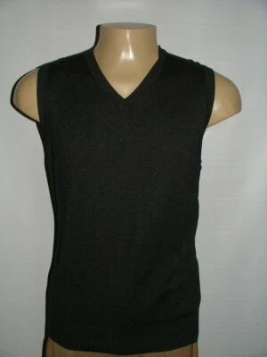 MENS FACONNABLE V-NECK VEST SIZE L SILK COTTON CASHMERE CHARCOAL SOLID  #160 - Image 1 of 4