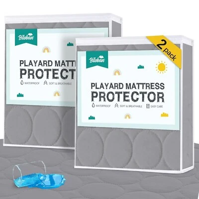 Pack de 2 Sábanas Impermeables Pack 'n Play Acolchadas Protector Ajustable para Graco Playard Foto 1 de 4