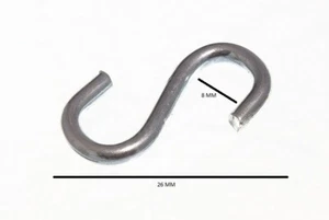 S Hook Utility Kitchen Rack Hook 1 Inch 25mm ZP Steel With Pack Size 25 - Imagen 1 de 1