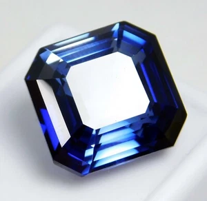 Gemma Sciolta Taglio Asscher Zaffiro Blu Ceylon 40 Ct Naturale Certificata - Foto 1 di 7