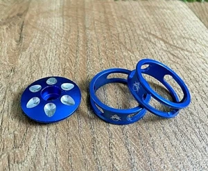 Blue Stem top cap and 2 x 10mm headset spacers 1⅛" mountain or road bike  #212 - Picture 1 of 5