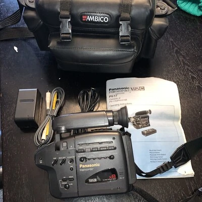 Panasonic Palmcoder Camcorder Pv-17/ Pv-A15B with camera bag, charger, and more! - Image 1 of 4