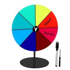 RGQSUN 12Inch Spinning Prize Wheel with Stand and Dry Erase Marker,8Slots - Picture 1 of 7