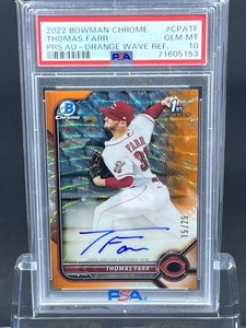 2022 Bowman Chrome Thomas Farr Orange Wave Refractor Auto #/25 PSA 10 Reds