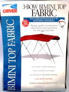 Carver 402A02 3-Bow Bimini Top Fabric & storage boot Jet Black 6' 5469 Canvas - Picture 1 of 1