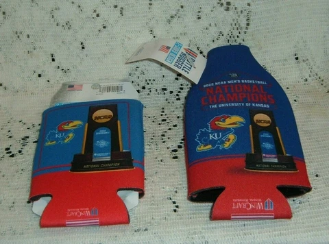 UNIVERSITY OF KANSAS 2022 NATIONAL CHAMPIONS  SET/ TWO  CAN AND BOTTLE TWO SIDED Cover