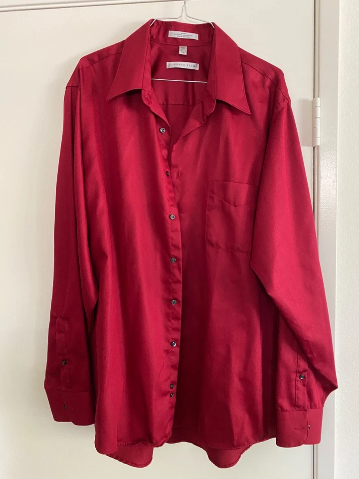 Camisa GEOFFREY BEENE SATÉN ROJA XL 17.5 36/37 SIN ARRUGAS Foto 1 de 4