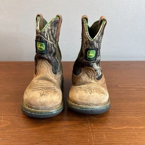 John Deere Camouflage Leder Stiefel Kleinkind 6M grün zum Überziehen Jagd Outdoor JD1188 - Bild 1 von 8