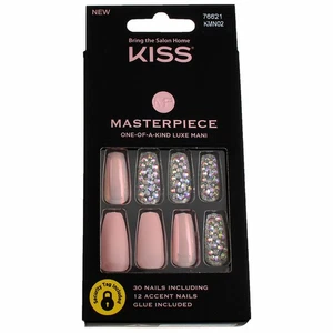Kiss Masterpiece Falsche Nägel, Luxe Mani, Glitzer und Pink, 30 Ct - Bild 1 von 2