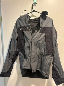 WARM! Mountain Hardwear Jacket Mens SM Gray Black Full Zip Hoodie Wind Stopper - Picture 1 of 6