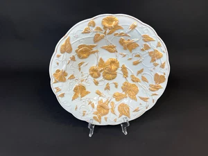 Antique Meissen Porcelain Raised Gold Floral Bowl Crossed Swords 11" - Picture 1 of 9