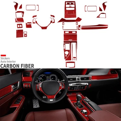 50Pcs Red Carbon Fiber Kits Full Interior Trim Set For Lexus GS GS350 2012-2020 — 第 1/4 张图片