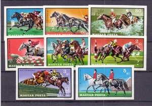 HUNGARY 1971 EQUESTRIAN SPORTS IMPERF SET (8) MNH - Picture 1 of 2