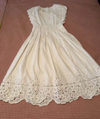 Nancy Johnson vtg 80s cotton Battenberg lace maxi tea dress 8 Cottage core - Image 1 of 4