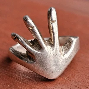 Vintage Taxco Sterlingsilber Hand Ring MEX925 TF-42 Modernist Skulptur Gr. 7,5 - Bild 1 von 17