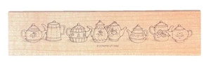 Teapot Border Kettle English Garden Tea Party Food Drink Wood Rubber Stamp - Picture 1 of 2