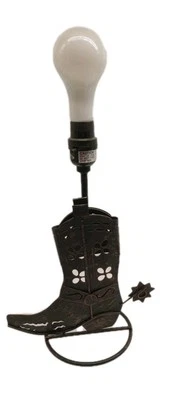 Lámpara de mesa para botas de vaquero de metal de lata eléctrica - sin pantalla - 13 pulgadas de alto Foto 1 de 4