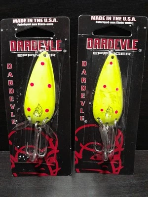 2 Packs Eppinger Dardevle Fish Lure Yellow w/5 Red Dots 1/2 oz NIP - Image 1 of 4