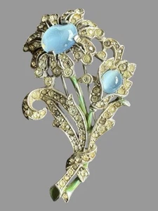 Vintage Trifari Alfred Philippe Moonstone Figural Floral Fur Clip Brooch - Foto 1 di 6