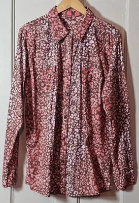 Camisa De Colección Rock 47 Wrangler XL MarrónRosa Leopardo A Presión Western Tachonado Alambre de Barb Foto 1 de 4