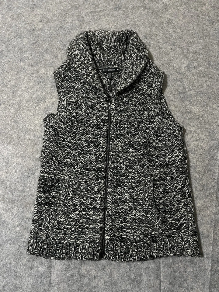 Chaleco de lana Eileen Fisher Yak para mujer gris rústico terroso cálido capas Practica 2XS Foto 1 de 4