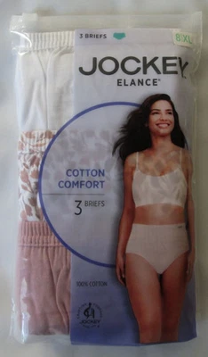 Jockey Elance 100% Cotton Brief Underwear - Women's Size 8 - New - 3 Pack - Image 1 of 4