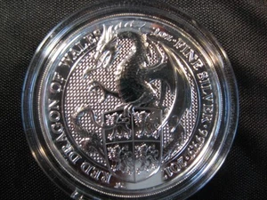 2017 Queen's Beasts "RED DRAGON of WALES" 2 oz Mint UK £5 .9999 Silver - Picture 1 of 10