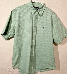 Polo Ralph Lauren Short Sleeve Button Shirt Size XL Green Purple Plaid READ - Picture 1 of 13