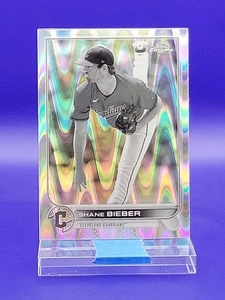 Shane Bieber 2022 Topps Chrome Black & White RayWave Refractor SP 🔥 Guardians - Picture 1 of 2