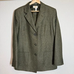 Women's Talbot's Green Tweed Italian Wool Silk Nylon Blend Blazer Size 12 - Picture 1 of 9