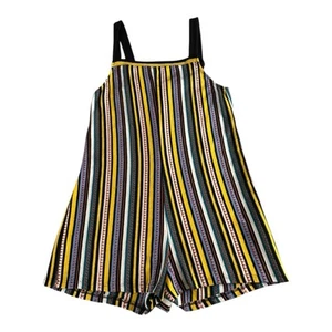 ZARA Womens Multicolor Striped Knit Tank Shorts Romper Jumpsuit Onepiece Sz M - Picture 1 of 8