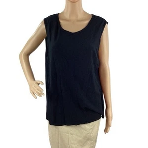 Camiseta sin mangas Eileen Fisher elástica cuello redondo negra talla M - Imagen 1 de 7