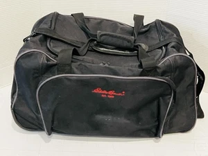 Eddie Bauer Duffel Bag Luggage Hard Bottom Travel Airline Carry On Gym BLK - Picture 1 of 13