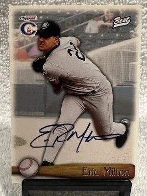 Tarjeta autógrafa de Eric Milton 1996 Best Columbus Clippers - Certificada ligas menores Foto 1 de 2